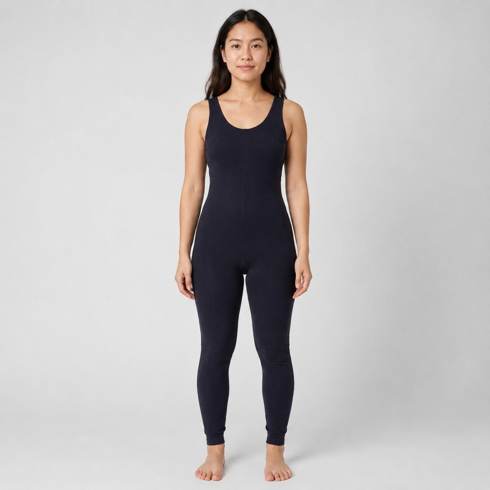 Vintage Tower Hill Women's Black Sleeveless Unitard Catsuit Cotton Lycra S